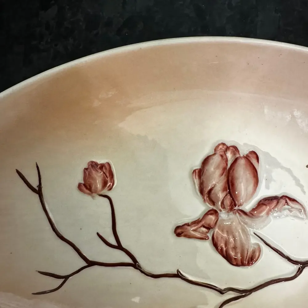 Vintage Carlton Ware England Hand Painted Magnolia Pink Blush Bowl 1950s oval